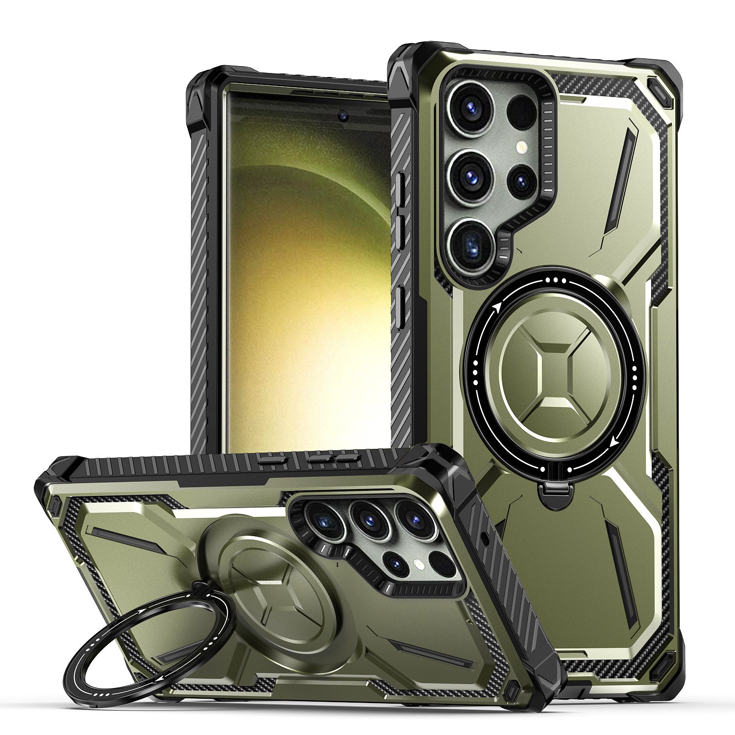 For Samsung Galaxy S23 Ultra Ring Holder Kickstand Phone Case PC TPU Magnetic Phone Cover For Samsung Galaxy S23 Ultra Ring Holder Kickstand Phone Case PC TPU Magnetic Phone Cover